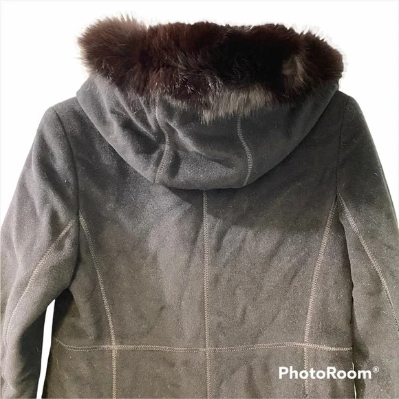 Searle Fox Fur Hooded Coat Cashmere Wool Jacket